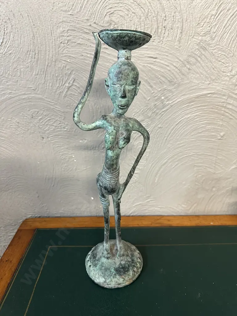 West African Stylized Fiqurine Woman Balancing Bowl Image 1++