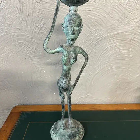 West African Stylized Fiqurine Woman Balancing Bowl