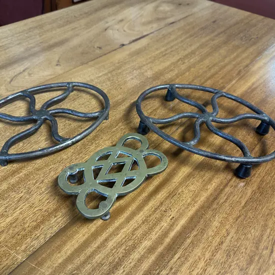 Selection Of Vintage Trivets Including Brass Etc