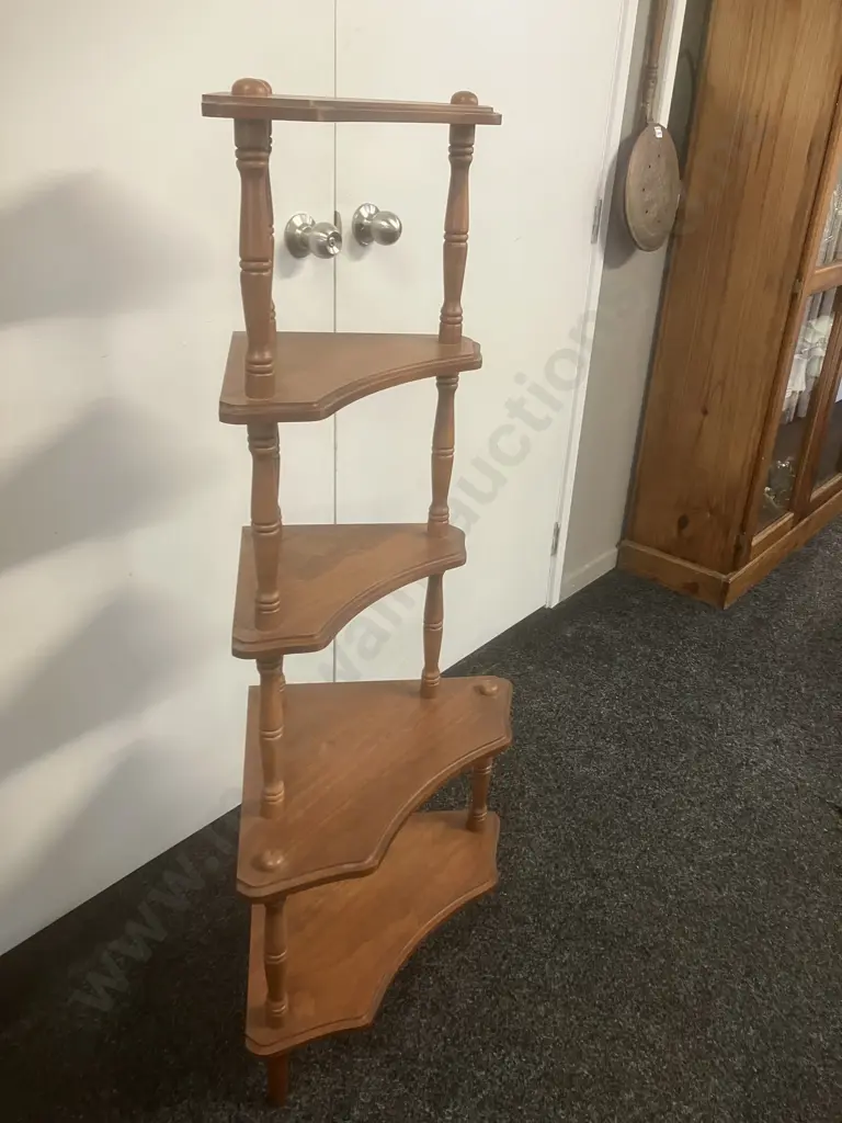 Pine 5 Tier Corner Shelf Wotnot. H126cm Image 1++
