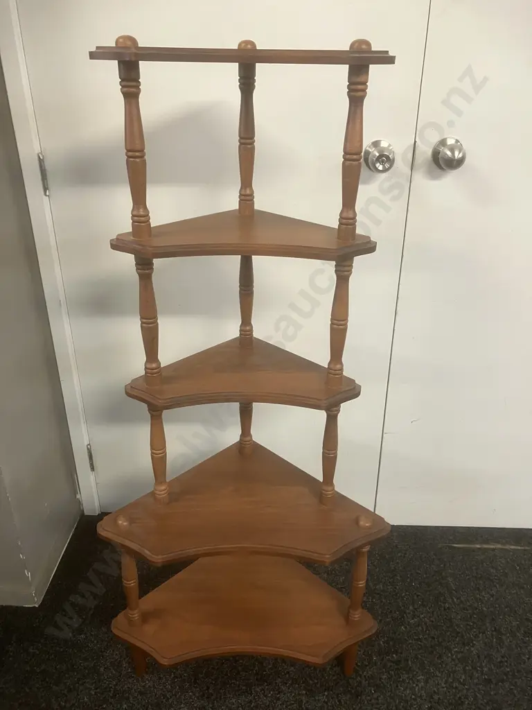 Pine 5 Tier Corner Shelf Wotnot. H126cm Image 1++