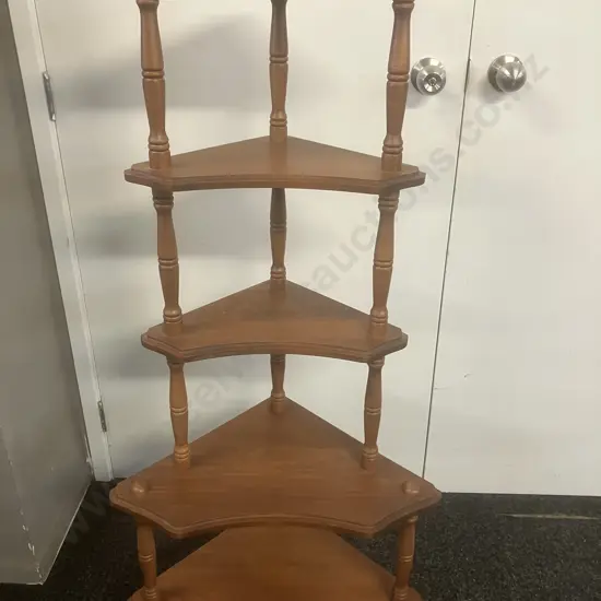 Pine 5 Tier Corner Shelf Wotnot. H126cm