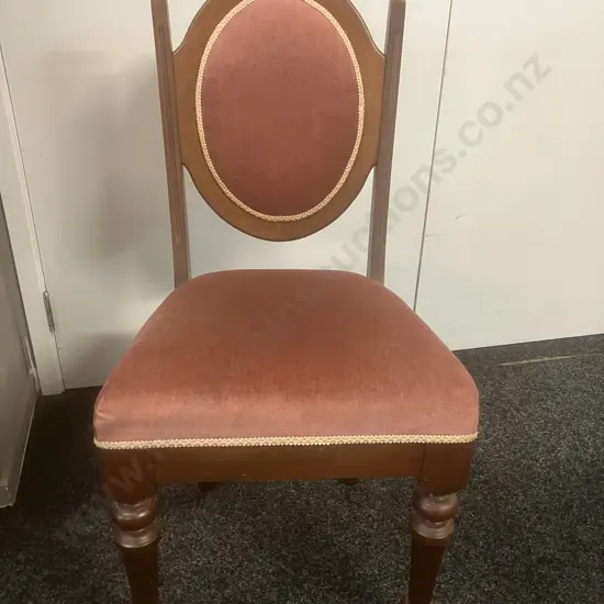 Mahogany & Pink Draylon Oval Backed Dining Chair