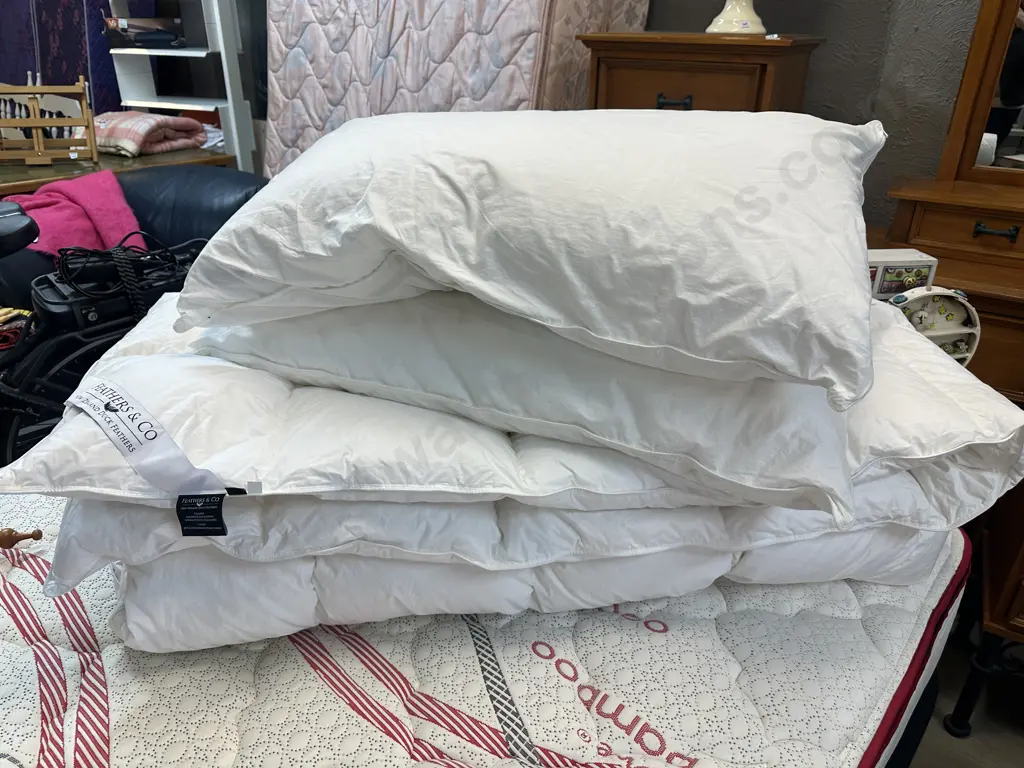 Feathers & Co King Size Duvet Inner New Zealand Duck Feathers With 2 Pillows Image 1++