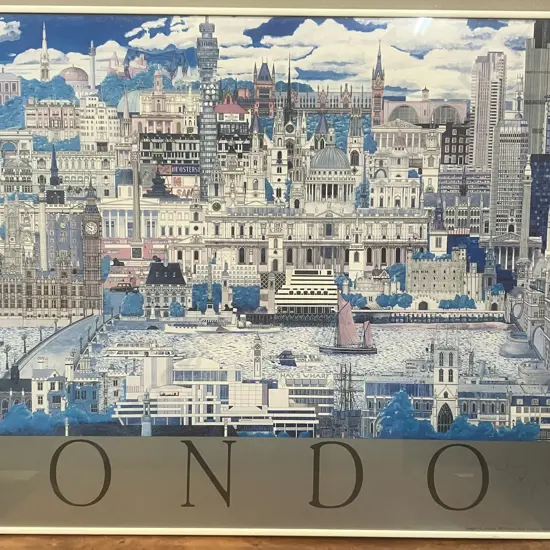 Christopher Rogers "LONDON" 1989 Signed & Framed Print. 62 x 84cm