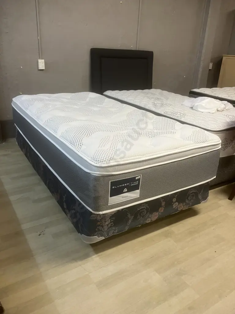 King Single Slumber Time Life Style Plush Mattress On Slighty Smaller Base Image 1++