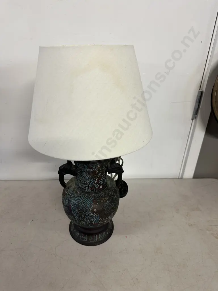 Vintage Japanese Bronze Cloisonne Urn/Vase Was Used As A Table Lamp H24.5cm. Image 1++