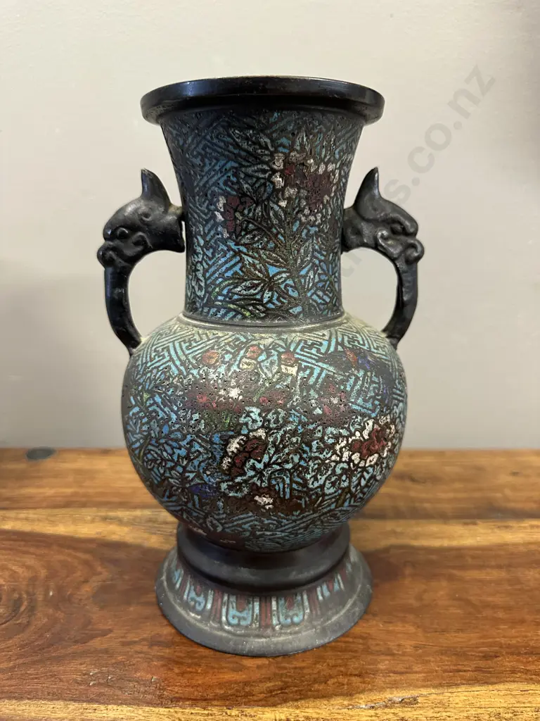 Vintage Japanese Bronze Cloisonne Urn/Vase Was Used As A Table Lamp H24.5cm. Image 1++