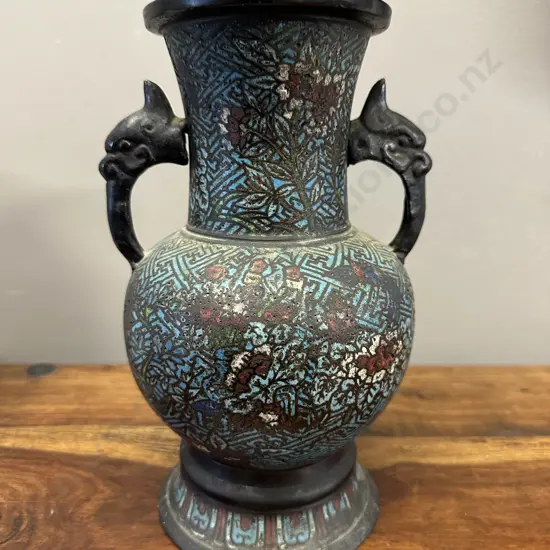Vintage Japanese Bronze Cloisonne Urn/Vase Was Used As A Table Lamp H24.5cm.