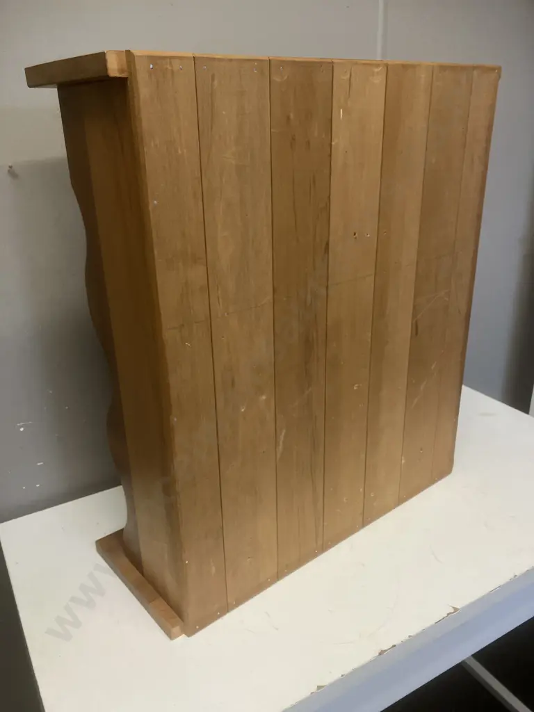 Rimu 3 Tier Wall Hung Shelf, Tongue & Groove Back. H64 W58 D22cm Image 1++