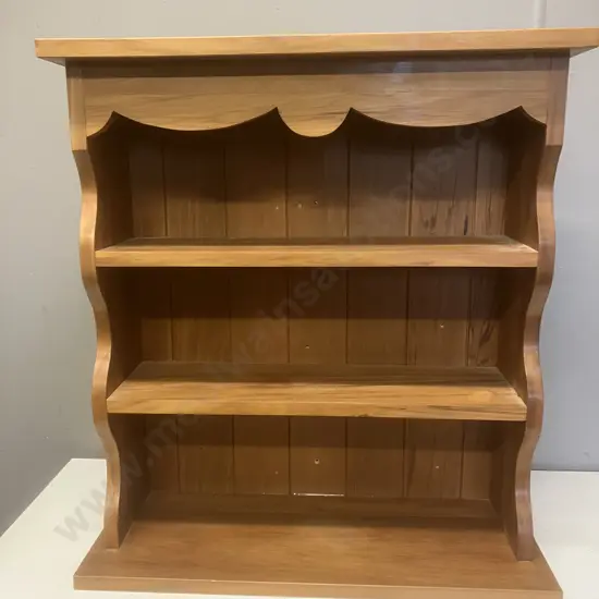 Rimu 3 Tier Wall Hung Shelf, Tongue & Groove Back. H64 W58 D22cm