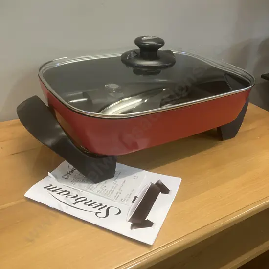 Sunbeam FP5920R Minerale Classic Banquet Frypan - Red, With Manual (12/3/26)