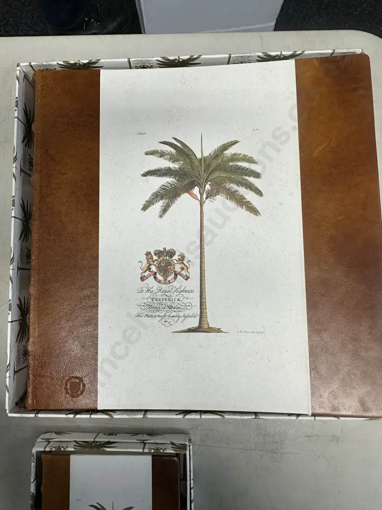 Vintage Photo Album & Notebook Royal Palm Tree & Crest & Inscription To His Royal Highness Fredrick Prince Of Wales Image 1++