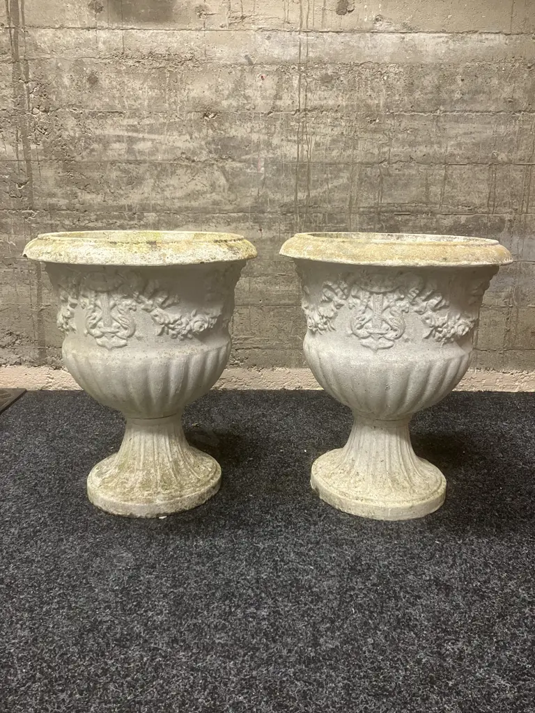 Pair of Concrete Garden Urns. 52 x 42cm Image 1++