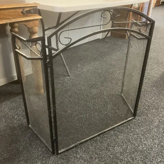 Black Steel Mesh Firescreen. H81 W66 + 34cm