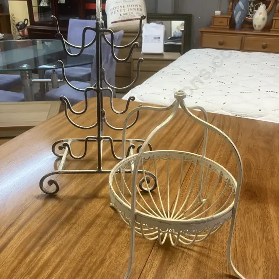Metal Wine Rack & Fruit Bowl