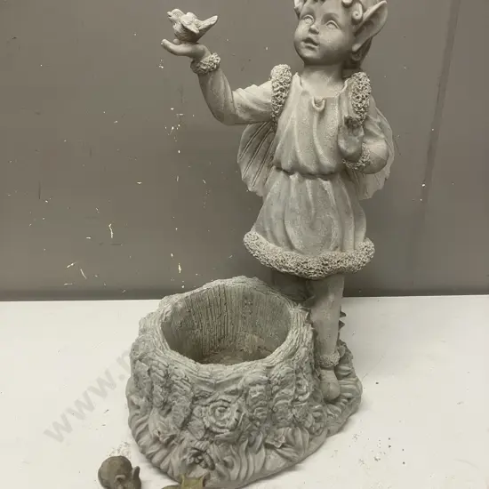 Garden Pixie Statue With Mice. H44cm