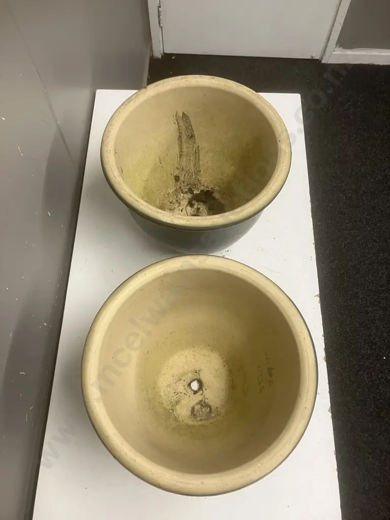 Pair of Blue Garden Pots. 26 x 30cm Image 1++