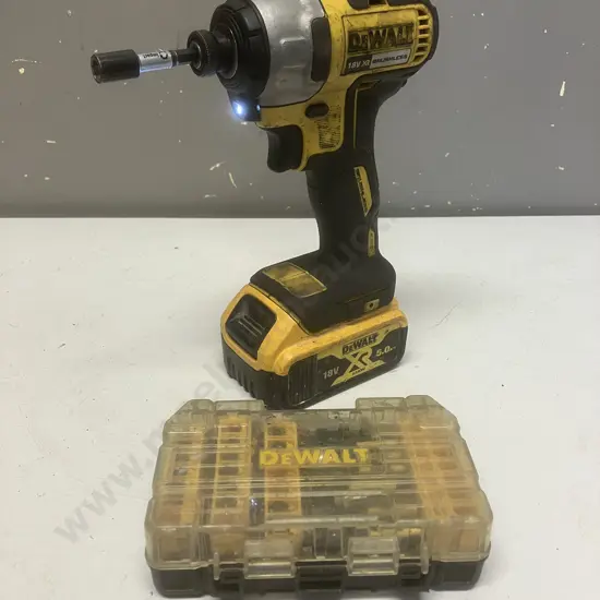 DeWalt DCF787 18V XR Cordless Brushless Impact Driver With 5.0Ah Battery & Box With Bits (No Charger)