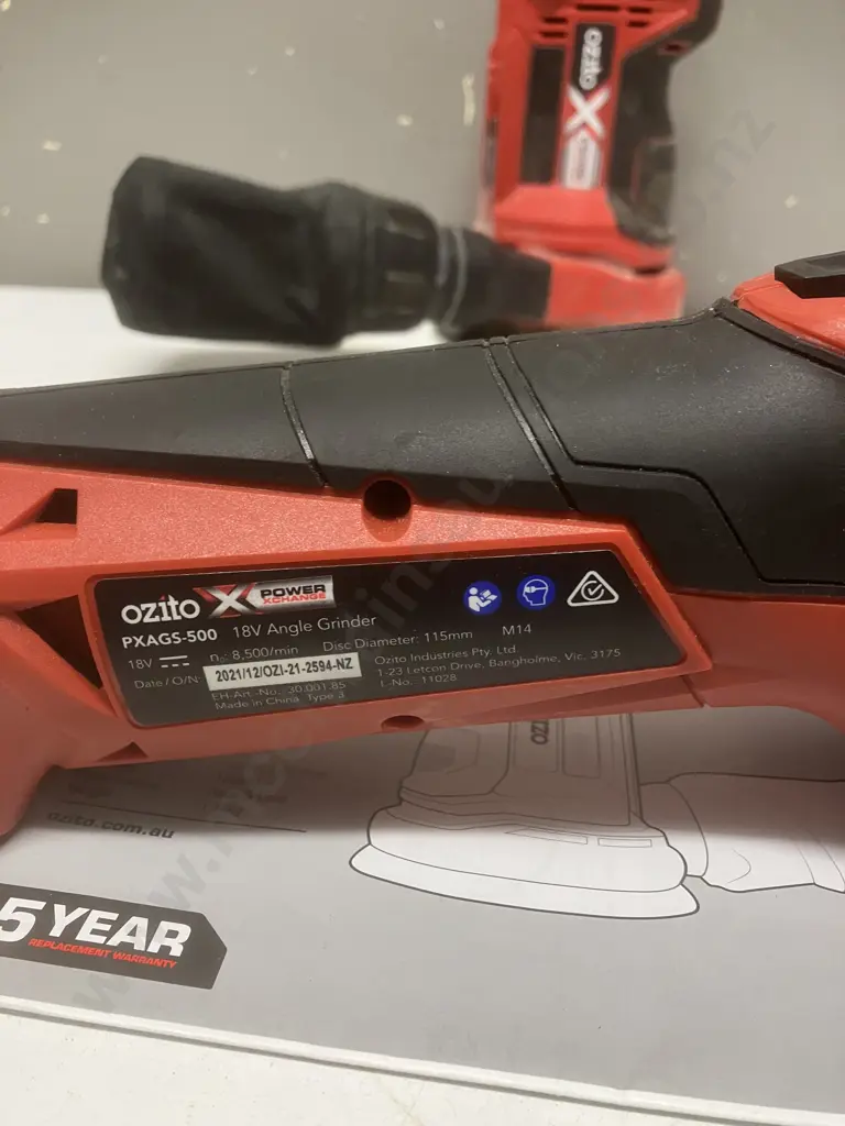 Ozito 18V PXROS-125 Random Orbital Sander Skin & PXAGS-500 Angle Grinder Skin With Manuals Image 1++