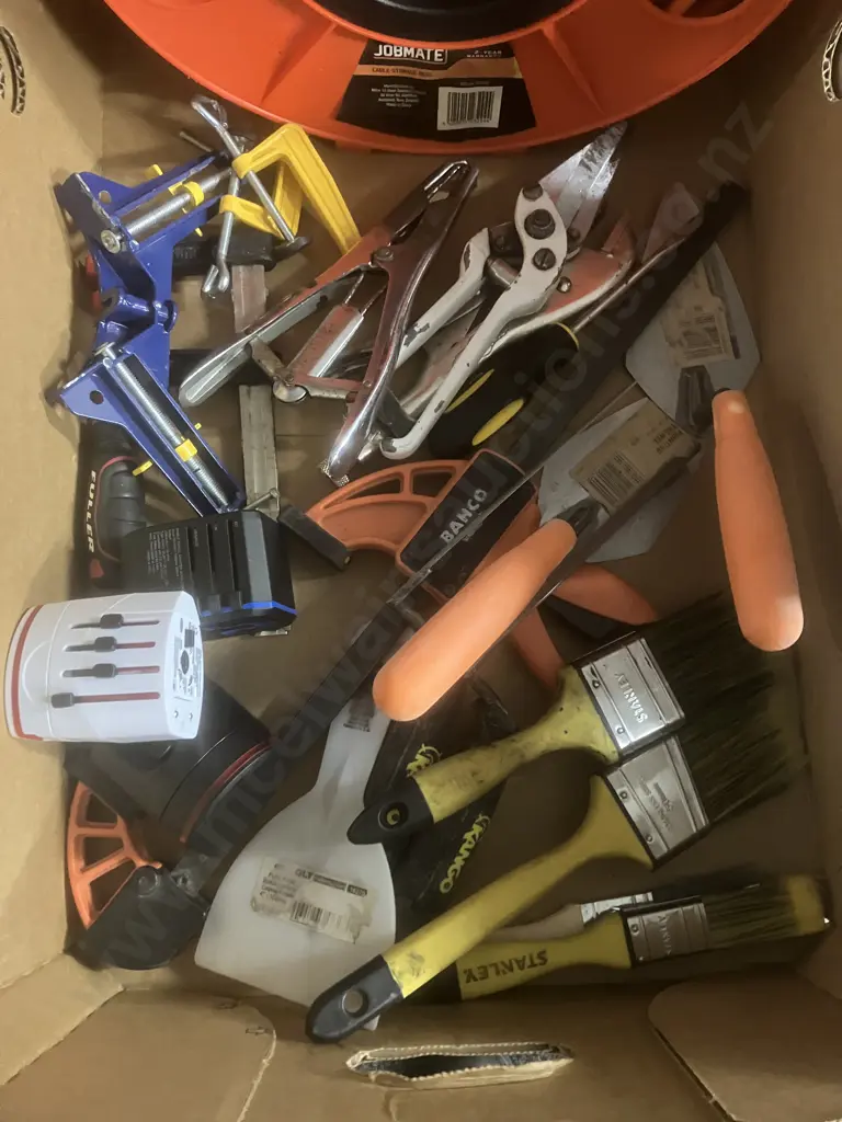 Box Lot Extension Lead, Storage Reel, Tools, Clamps, Brushes Etc Image 1++