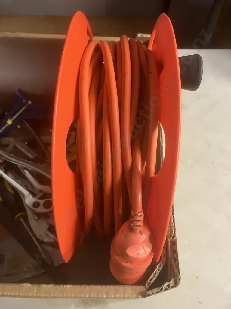 Box Lot Extension Lead, Storage Reel, Tools, Clamps, Brushes Etc Image 1++