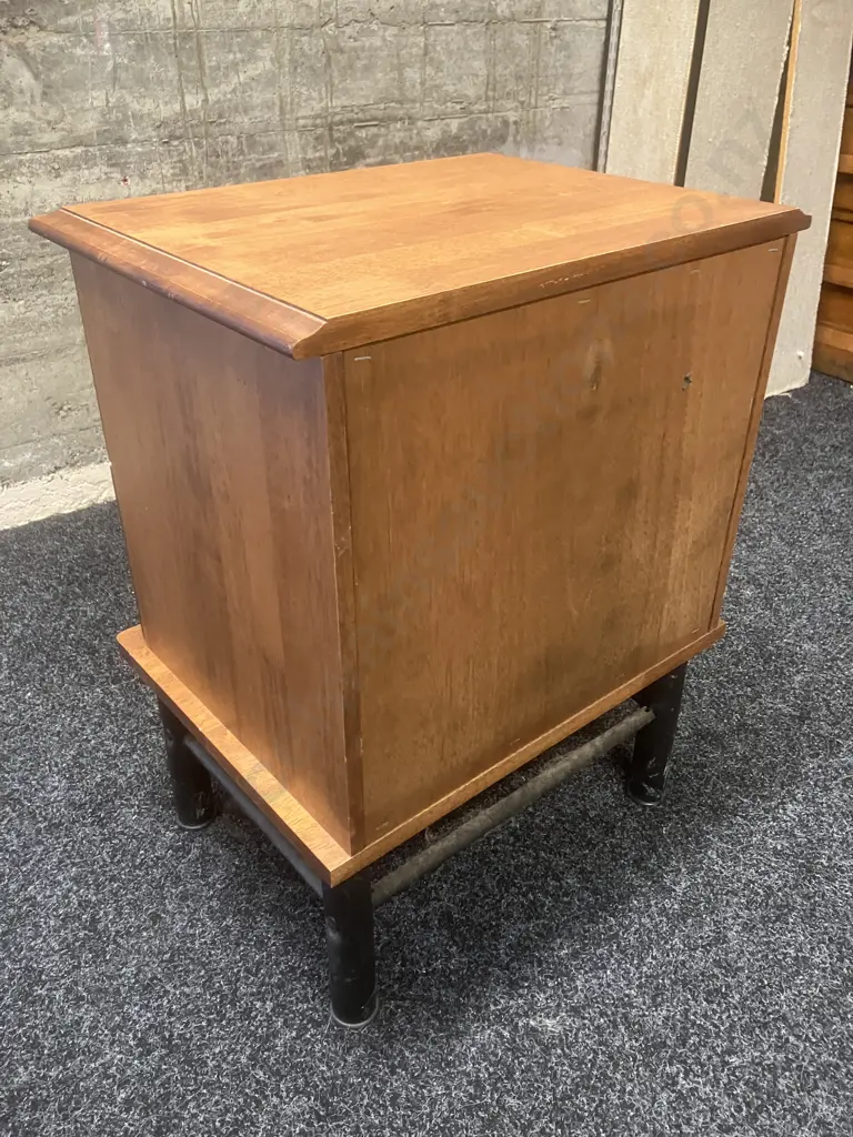 Rubberwood 2 Drawer Bedside On A Black Wrought Base. 62 x 46cm Image 1++