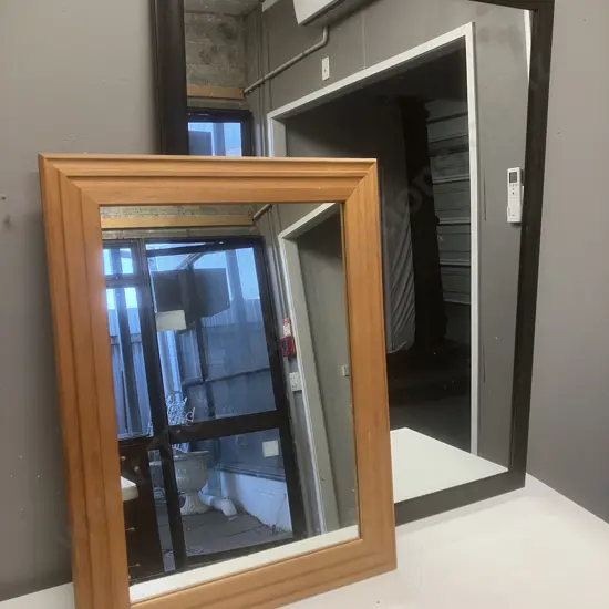 Wood Framed Wall Mirror 60 x 45cm & Wood Look Wall Mirror 86 x 66cm