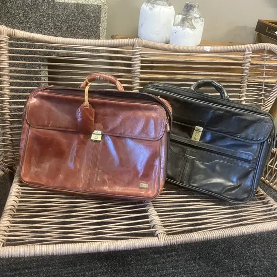 Pair of Vintage Italian Leather Travel Cases