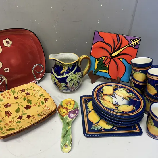 Assorted Platters, Jug, Coffee Mugs Including Haven, Home Essentials Etc