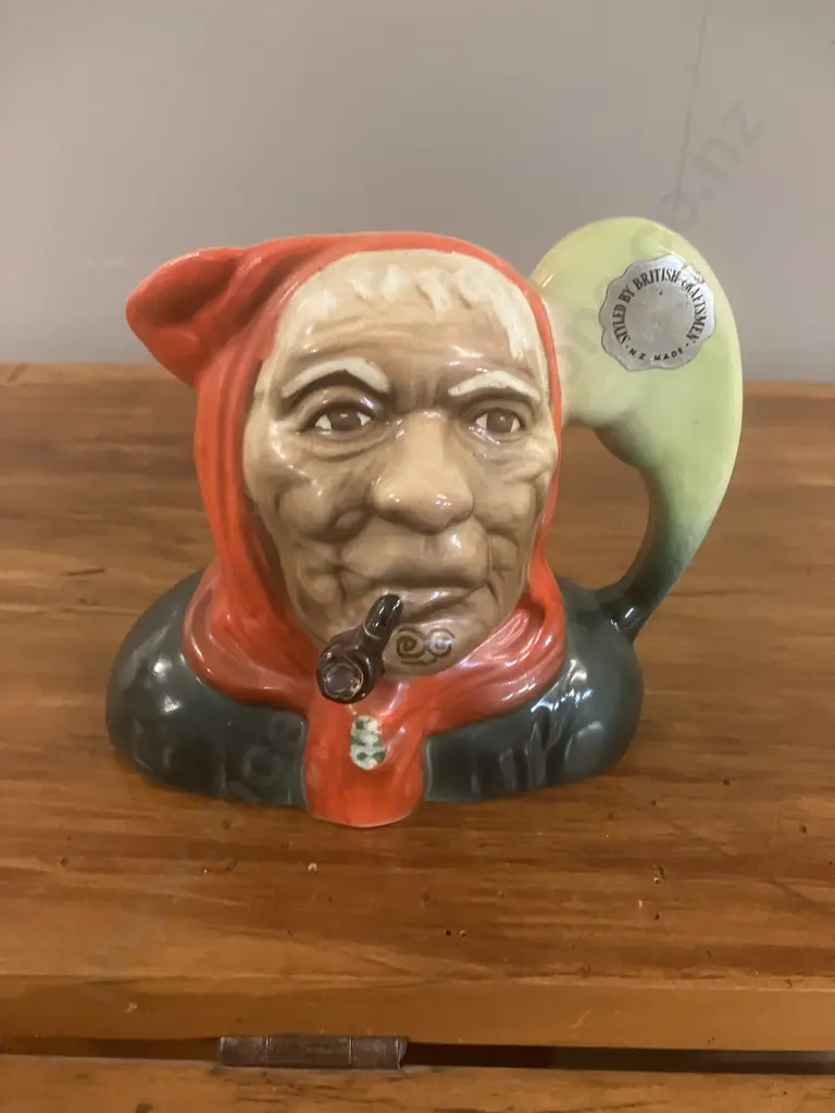 NZ Titian Studio 'Wahine' Character Jug With Original Label Affixed To Patu Handle. H13cm (Late 1950s - Mid 1960s) Image 1++