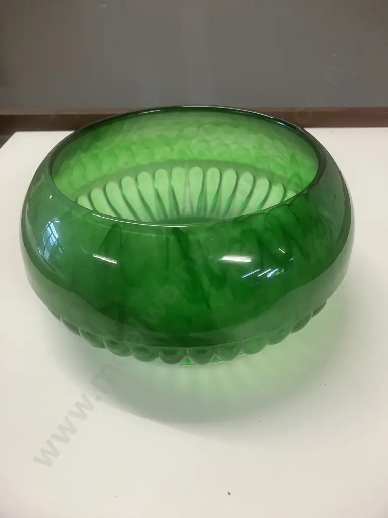 Art Deco Green Cloud Glass Bowl c1930s Image 1++