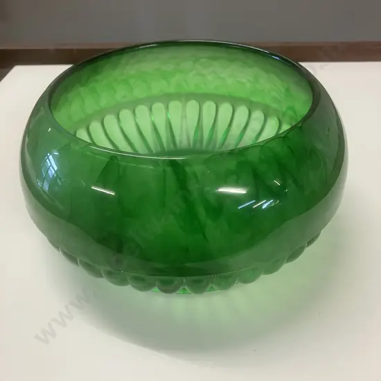 Art Deco Green Cloud Glass Bowl c1930s