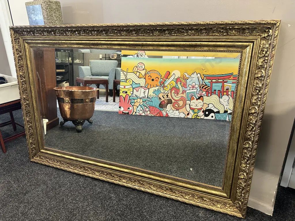 Large Gilt Framed Bevelled Edge Wall Mirror. 108 x 167.5cm Image 1++