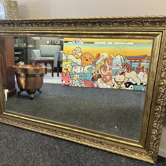 Large Gilt Framed Bevelled Edge Wall Mirror. 108 x 167.5cm