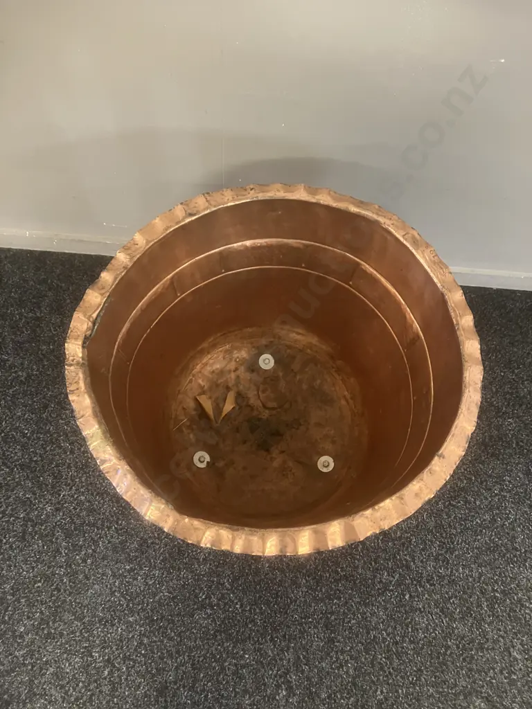 Copper Planter Stamped "J Anderson - Dunedin" With Bath Feet Base (AF). 51 x 54cm Image 1++