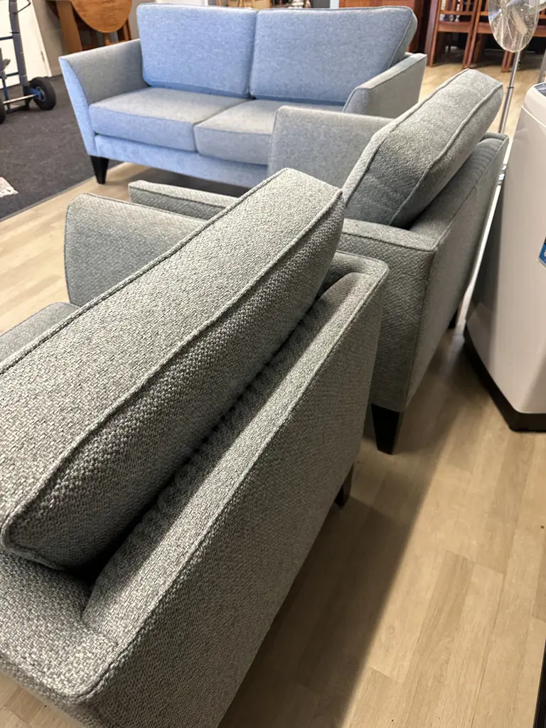 Danske Mobler Lounge Suite Two Seater Sofa & Two Chairs Loft Duck Egg Coloured Upholstery Image 1++