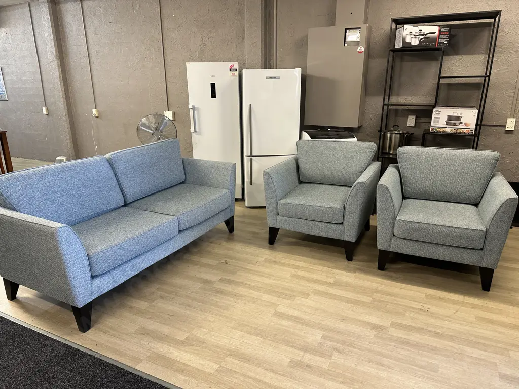 Danske Mobler Lounge Suite Two Seater Sofa & Two Chairs Loft Duck Egg Coloured Upholstery Image 1++