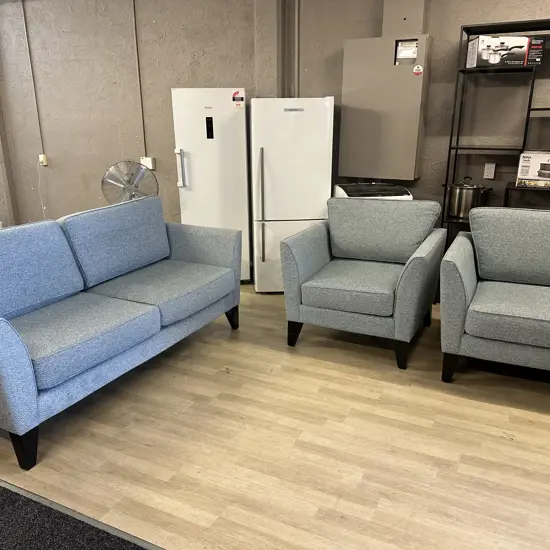 Danske Mobler Lounge Suite Two Seater Sofa & Two Chairs Loft Duck Egg Coloured Upholstery