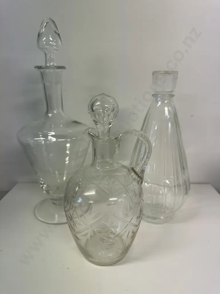 Selection Of Vintage Decanters Including Crystal Image 1++