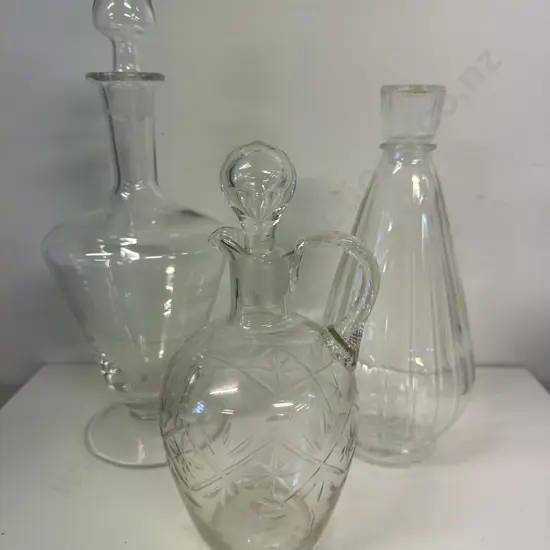Selection Of Vintage Decanters Including Crystal