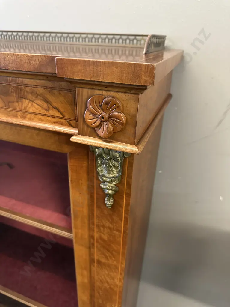 Antique English Regency Pier Cabinet in Walnut with Boxwood Inlay, c1820. With Key. H109 W76 D31cm Image 1++