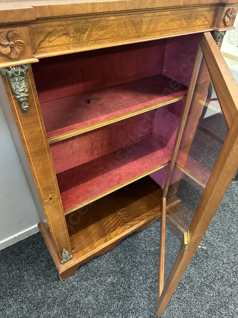 Antique English Regency Pier Cabinet in Walnut with Boxwood Inlay, c1820. With Key. H109 W76 D31cm Image 1++