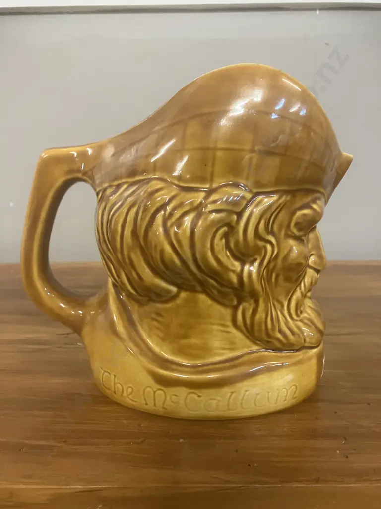 Vintage NZ Crown Lynn 'The McCallum' Whisky Character Water Jug, Honeyglaze, 2119 Indented To Base. H17cm Image 1++