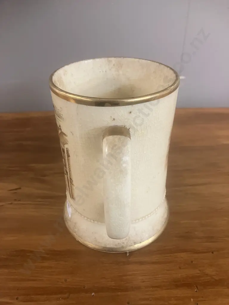 1930's Arthur Wood Sporting Series 'Ice Hockey' Earthenware Tankard. H13cm Image 1++