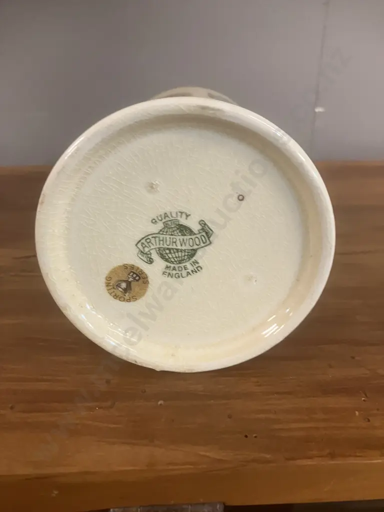 1930's Arthur Wood Sporting Series 'Ice Hockey' Earthenware Tankard. H13cm Image 1++