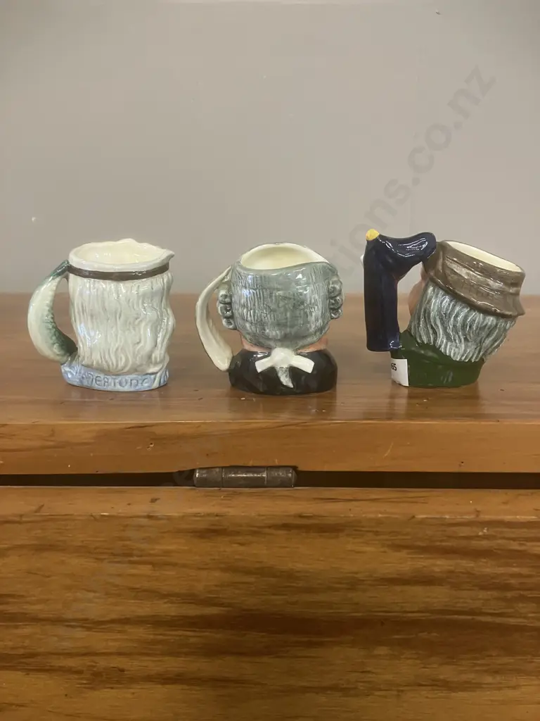 Royal Doulton Miniature Character Jugs - Punch & Judy D6596, The Lawyer D6524, Neptune D6555 Image 1++