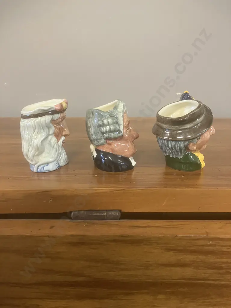 Royal Doulton Miniature Character Jugs - Punch & Judy D6596, The Lawyer D6524, Neptune D6555 Image 1++