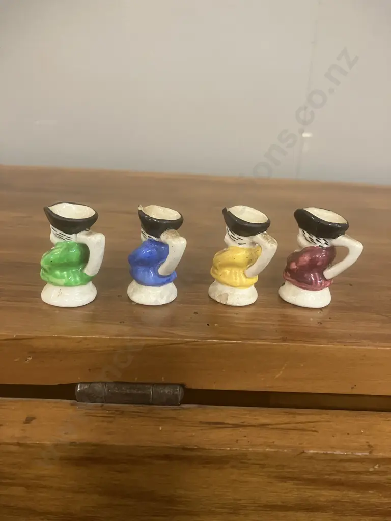 Vintage Devonmoor Pottery England Miniature Toby Jugs x 4 (1930-1950) Image 1++
