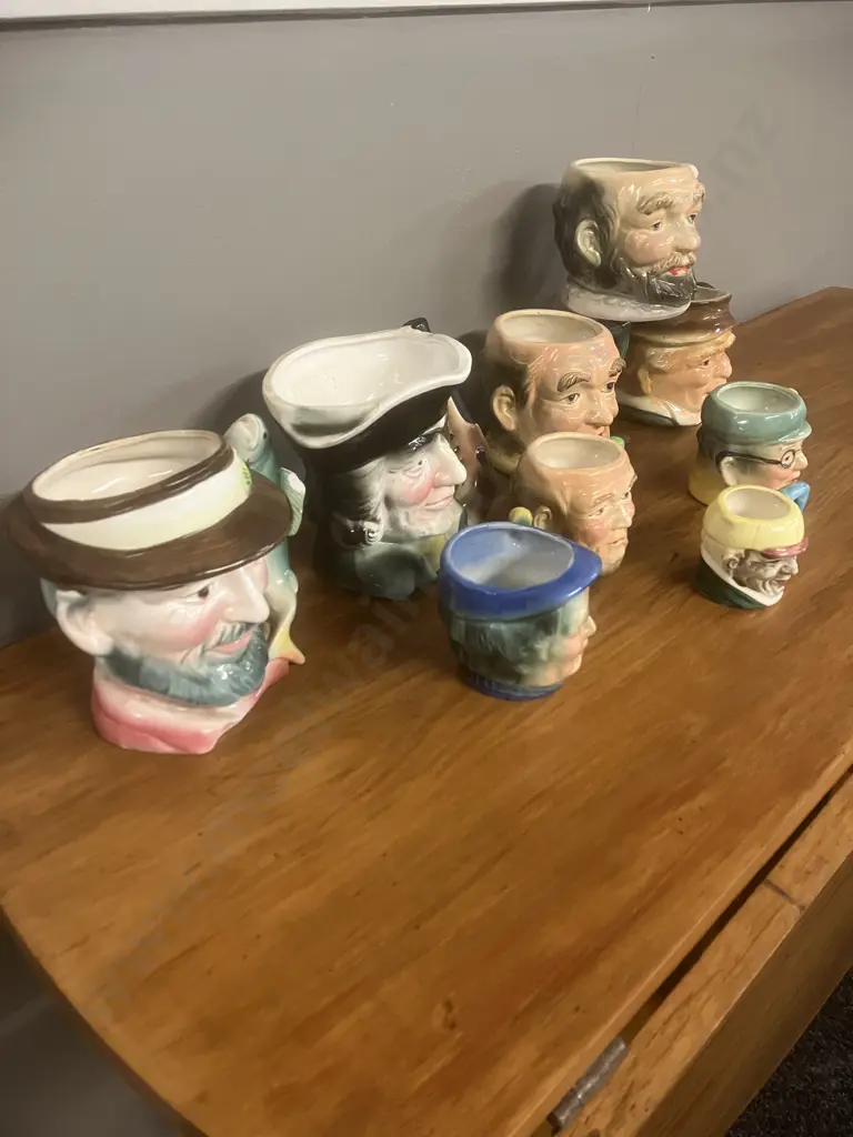 Lot of Nine Vintage 1950's Toby Mugs - Made in Japan Image 1++